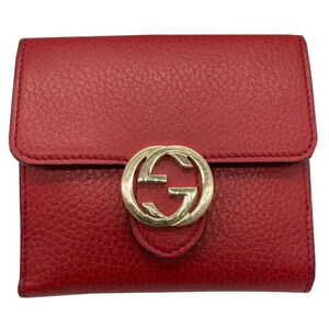 GUCCI bifold wallet compact leather rouge red GG